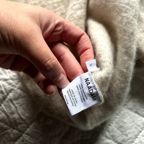 NAADAM Women's 100% Cashmere Ribbed Cream Sweater Womens Size M - Picture 4 of 4